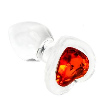 Glass Anal Plug  Rosso Cuore Small