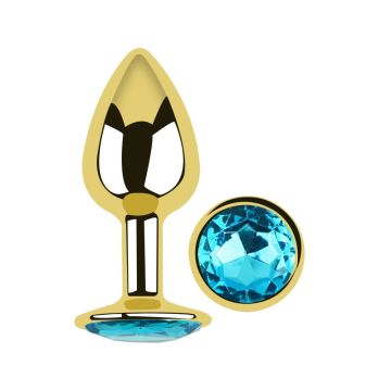 Anal Plug Eros Gold Metal Small LightBlue