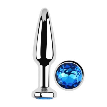 Anal Plug Titan Metal Small Blue Dark