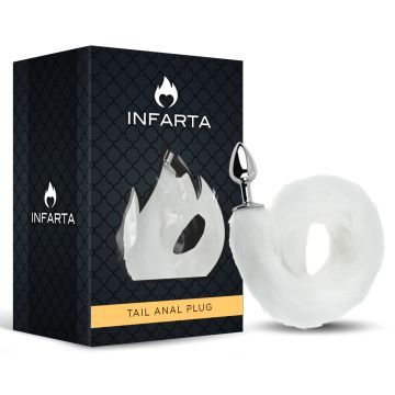 Anal Plug Tail Metal Small White
