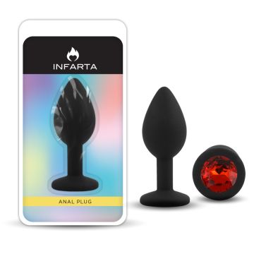 Anal Plug Gemmo Silicone Small Black Plug / Red Diamond