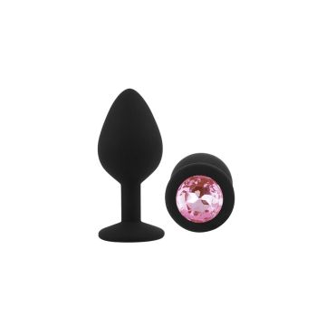 Anal Plug Gemmo Silicone Medium Black Plug / Pink Diamond
