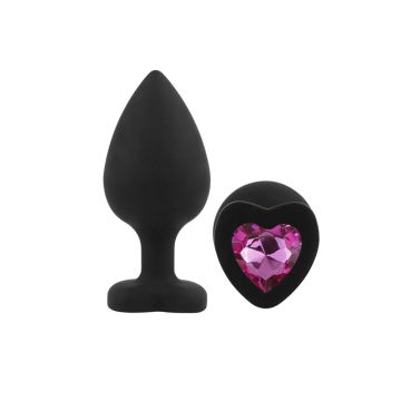 Anal Plug Heart Love Silicone Large Black Plug / Purple  Diamond